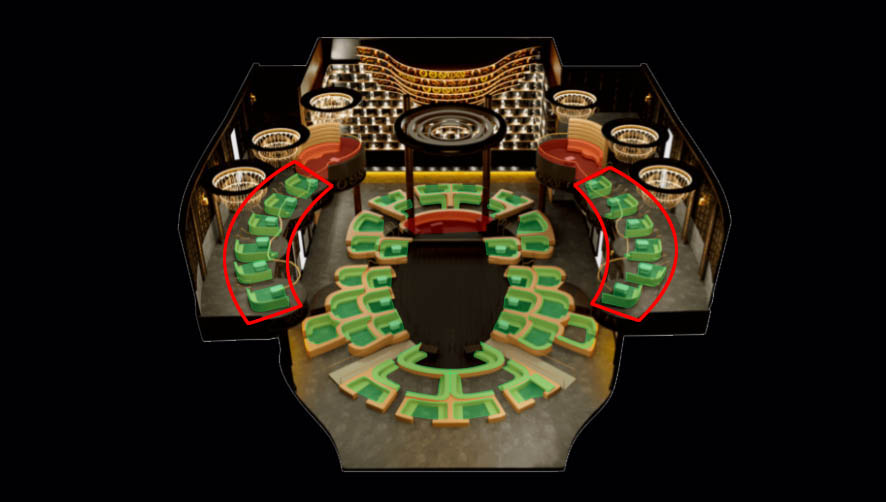 Omnia Nightclub Balcony Table Map