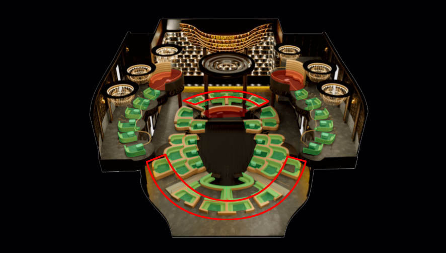 Omnia Nightclub Main Room 3rd Tier Table Map