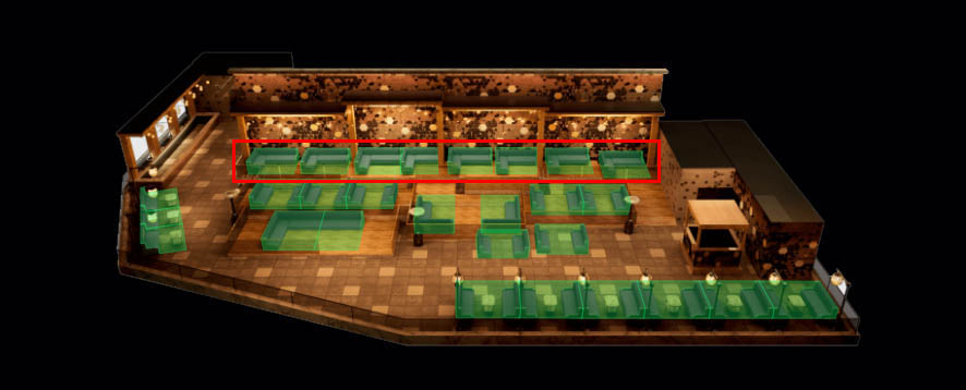 Omnia Nightclub Terrace Cabana Map