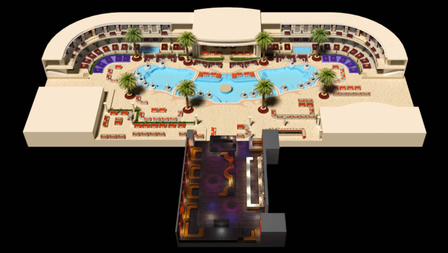 Encore Beach Club Daybed Map Layout
