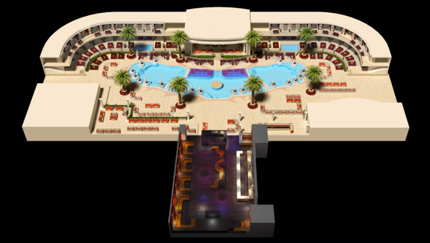 Encore Beach Club Water Couch Map Layout