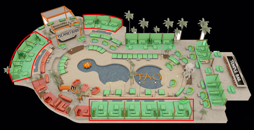 Tao Beach Bungalow Table Layout Map