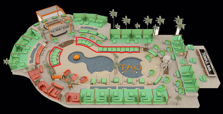 Tao Beach Daybed Table Layout Map