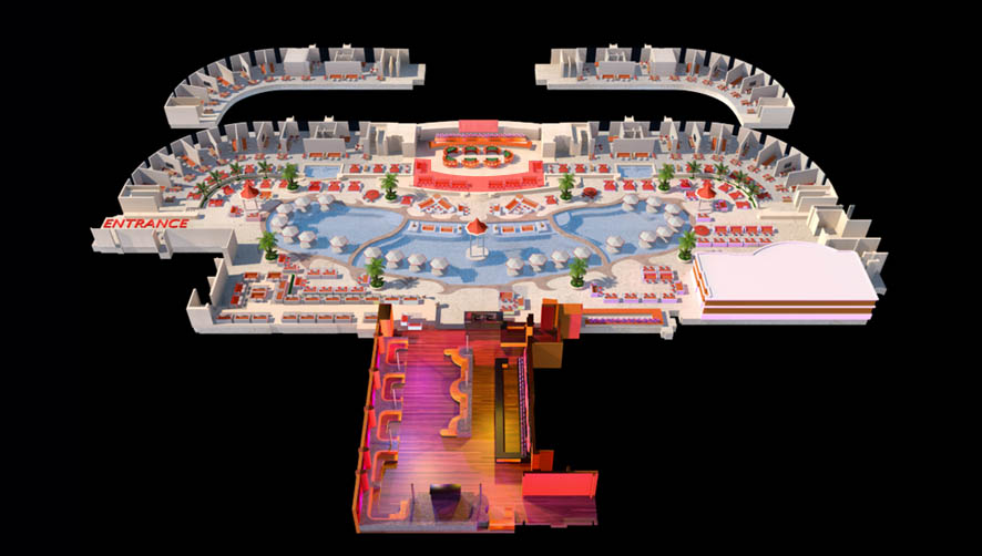 Encore Beach Club Gaming Couch Layout Map