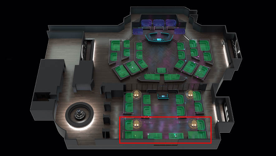Zouk Nightclub Backwall Table Map