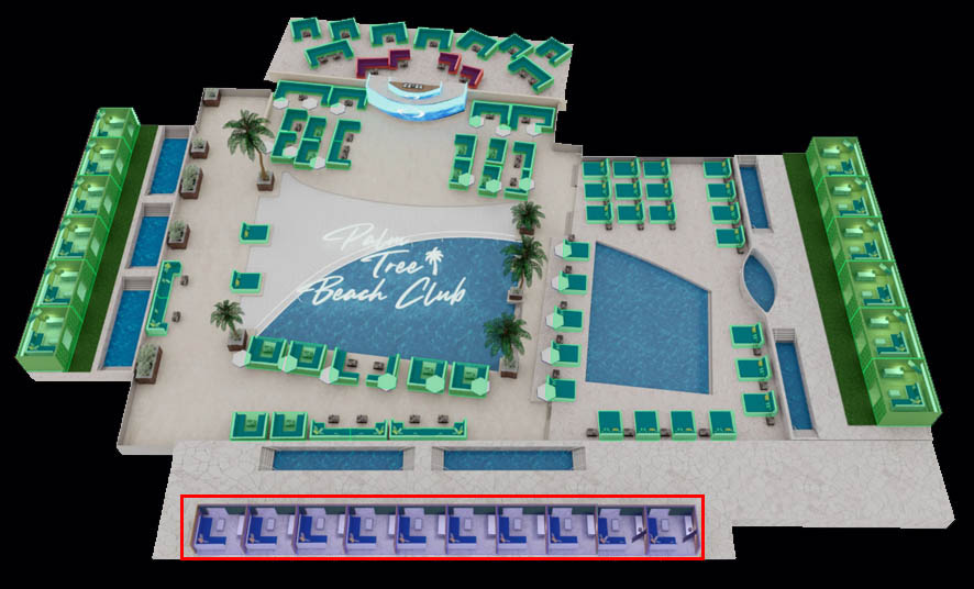 Palm Tree Beach Club Cabana Map