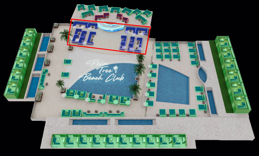 Palm Tree Beach Club Dance Floor Table Map